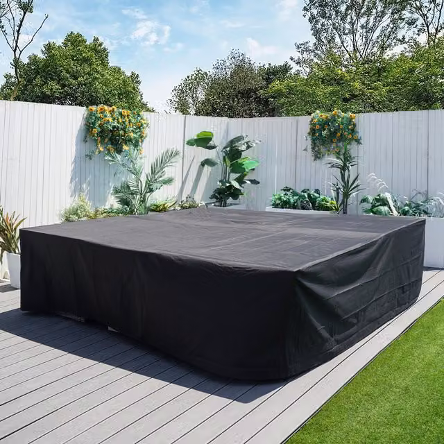 Abrihome 600D Water Repellent Garden Table and Chairs Set Covers in Black
