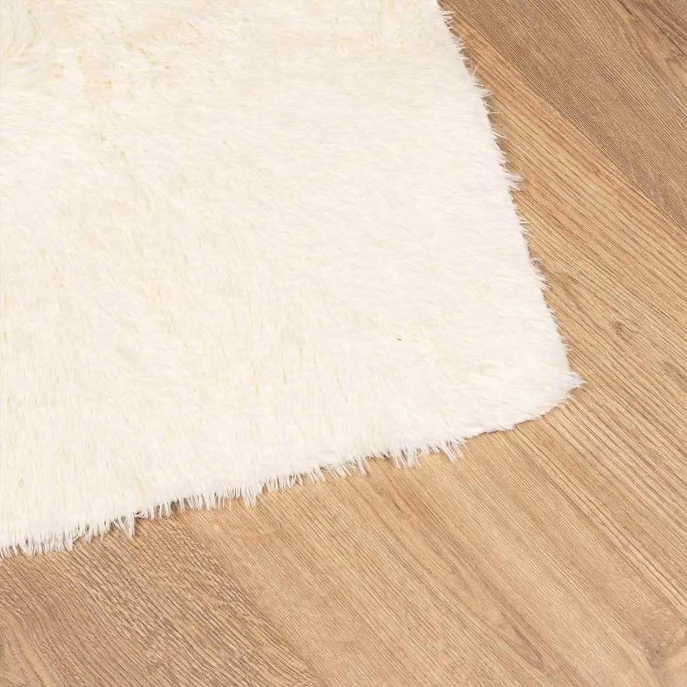 Berkfield Home NAVARRA Shaggy High Pile Rug, Cream/Beige, W: 200 cm x D: 200 cm