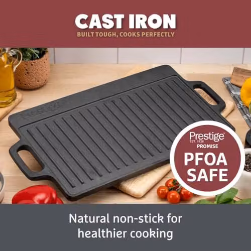 Prestige Black Cast Iron Double Sided Griddle Pan – 2