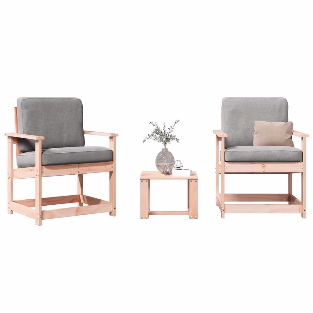 Berkfield Home Beautiful 3 Piece Garden Lounge Set in Brown Solid Wood with Cushions – 2