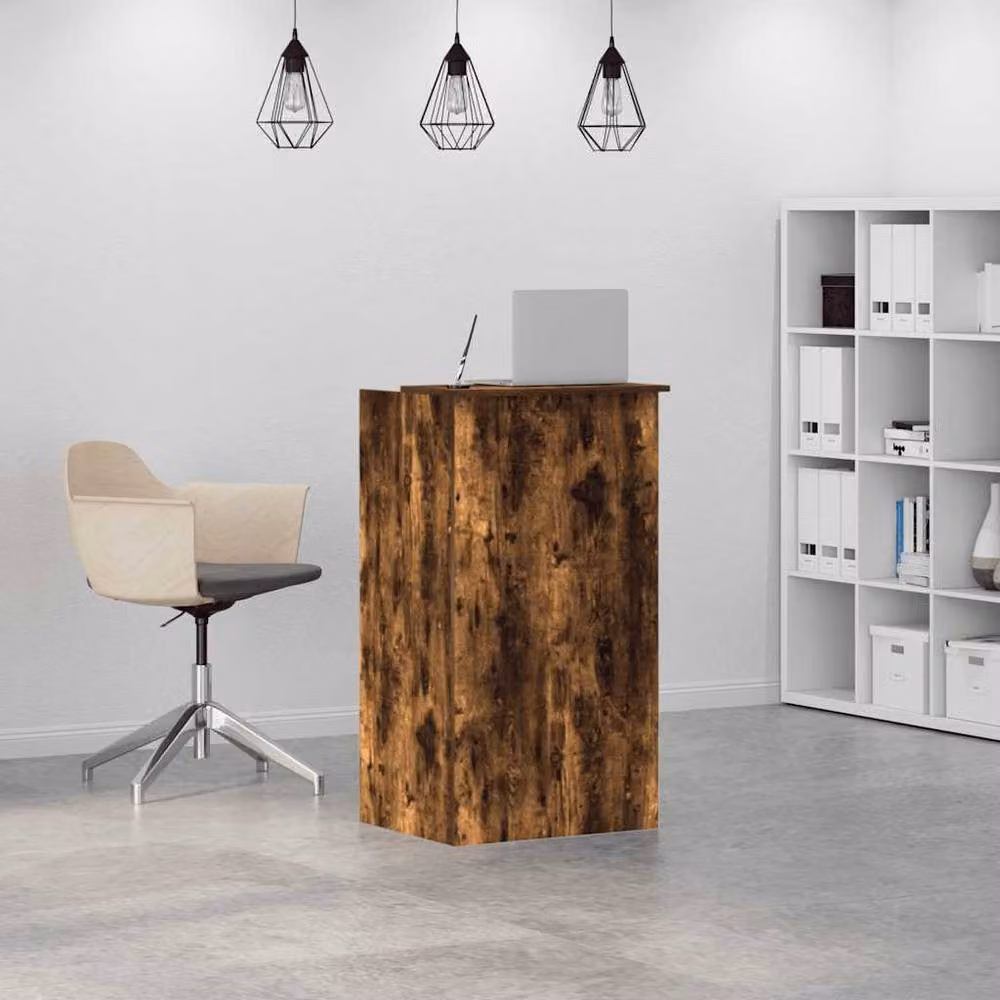 Berkfield Home Reception Desk in Smoked Oak Brown, W/D/H: 55 x 50 x 103.5 cm – 2