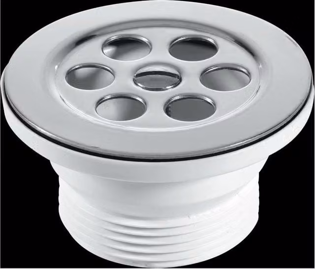 McAlpine BSW10P-F 1.5 inch Round Shower Waste with 70mm Stainless Steel Flange and Centre Pin in White