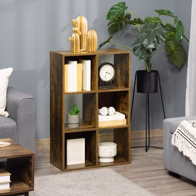 HOMCOM Industrial Style Cube Storage Shelf in Brown
