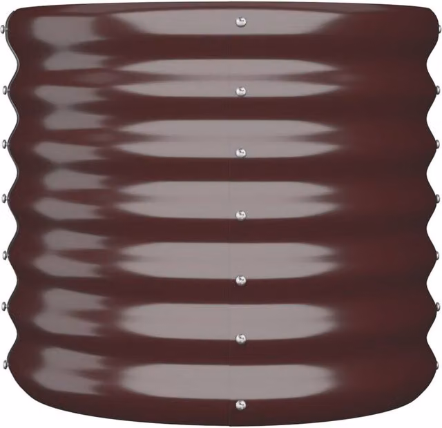 Berkfield Home Durable Powder-coated Steel Garden Planter Tub, Brown, W/D/H: 40 x 40 x 36 cm