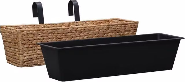 Berkfield Home Garden Water Hyacinth Planters, 2 Pack, Brown
