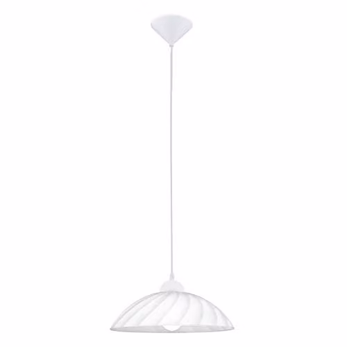 Loops Modern White Pendant Ceiling Light with Satin Glass Shade and E27 Bulb