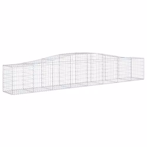 vidaXL Set of 5 Arched Gabion Baskets in Silver Galvanised Steel, W/D/H: 400 x 50 x 60/80 cm