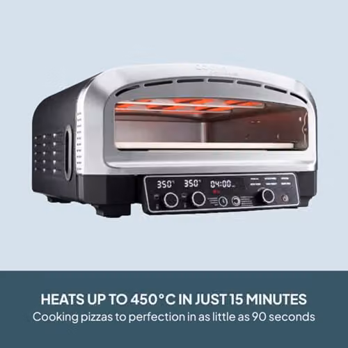 Cooks Professional Pizza Pro Maker 450 Silver Electric Portable Pizza Oven with 2200W Power and Dual Heating Controls – 4