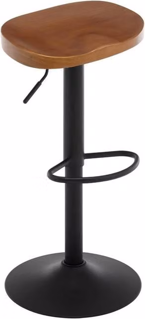 SPETLEK Brown Swivel Bar Stool with Gas Lift and Lacquered Wood Finish