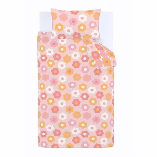 Catherine Lansfield Retro Daisy Reversible Pink Floral Duvet Cover and Pillowcase Set, W/D/H: 200 x 200 cm – 2