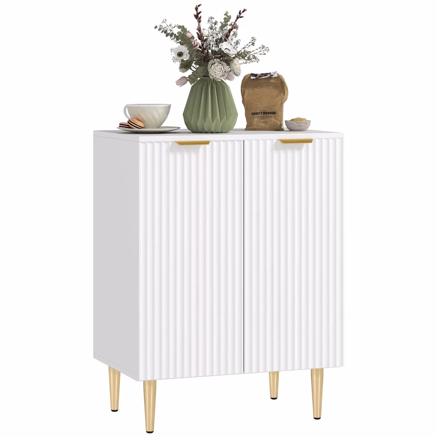 HOMCOM Modern White Sideboard Buffet Cabinet with Adjustable Shelf – 2