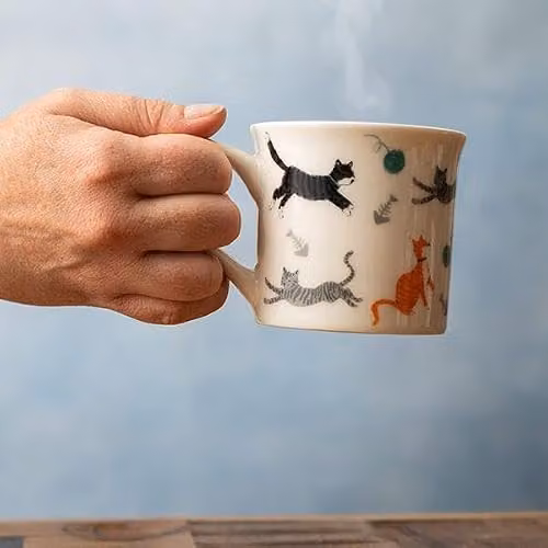 Mikasa Fine Bone China Fluted Mug, Cat, White and Multicolour, 250 ml – 3