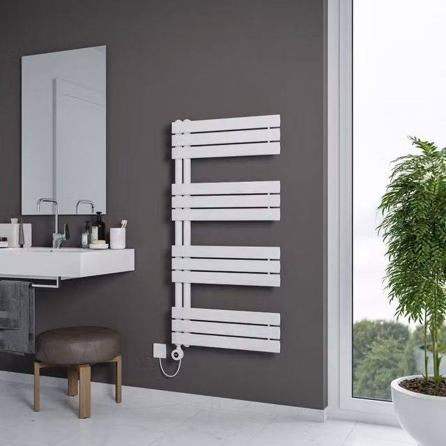 Agadon Lola Open Electric Designer Towel Radiator in White with WiFi and App Control, W: 60 cm