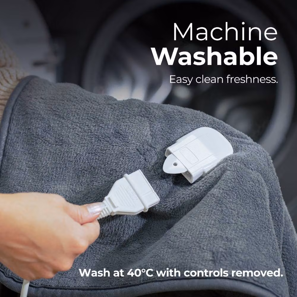 Abode Grey Microfleece Electric Heated Throw with 9 Heat Settings and Auto Shut-off – 3