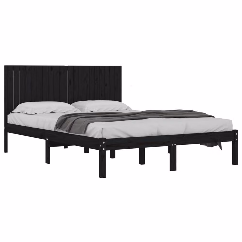 Berkfield Home Black Solid Wood Pine Bed Frame 200 x 200 cm – 3