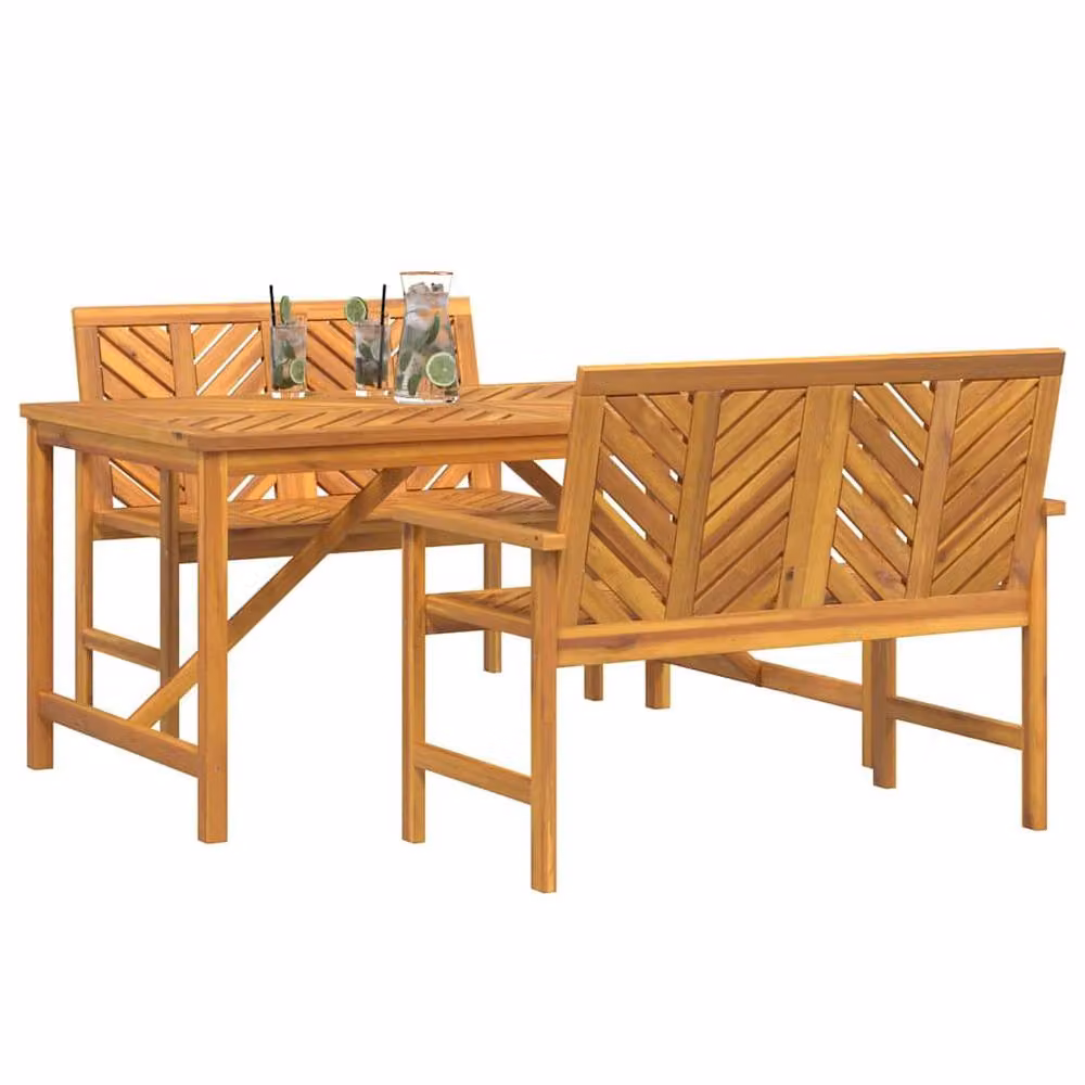 Berkfield Home 3 Piece Acacia Wood Garden Dining Set in Brown – 3