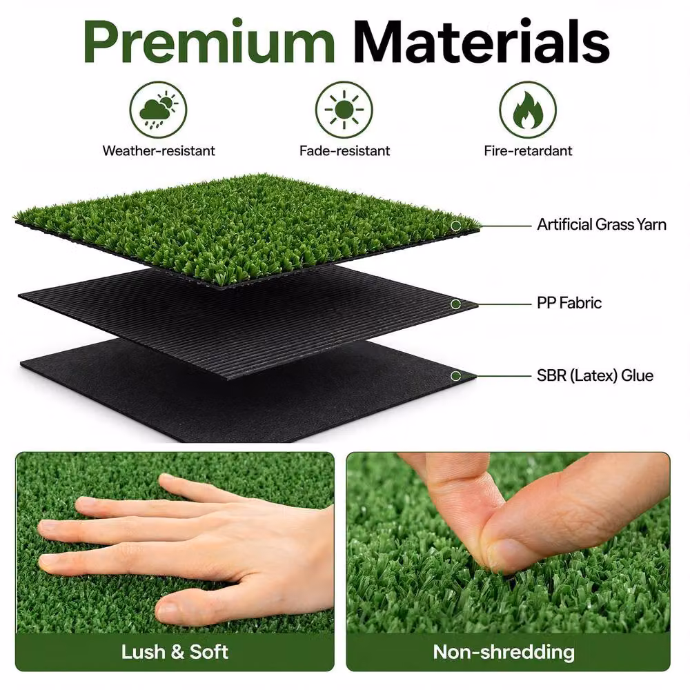 Costway Green Artificial Turf Rug Synthetic Lawn and Dog Potty Pad, W: 5 m, D: 1 m – 6