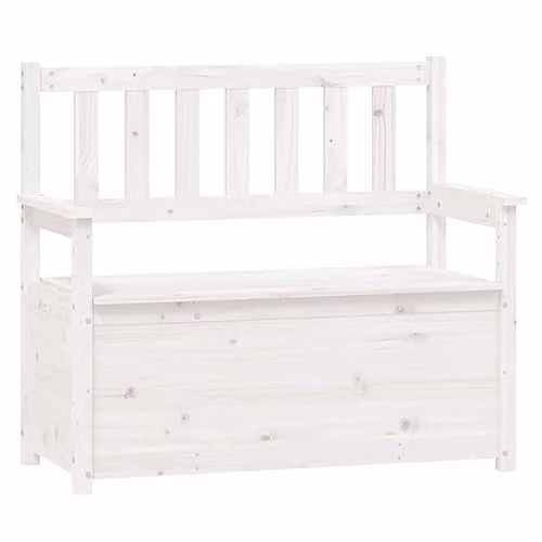 vidaXL Rustic White and Natural Solid Pine Bench with Armrests W: 112.5 cm, D: 51.5 cm, H: 96.5 cm