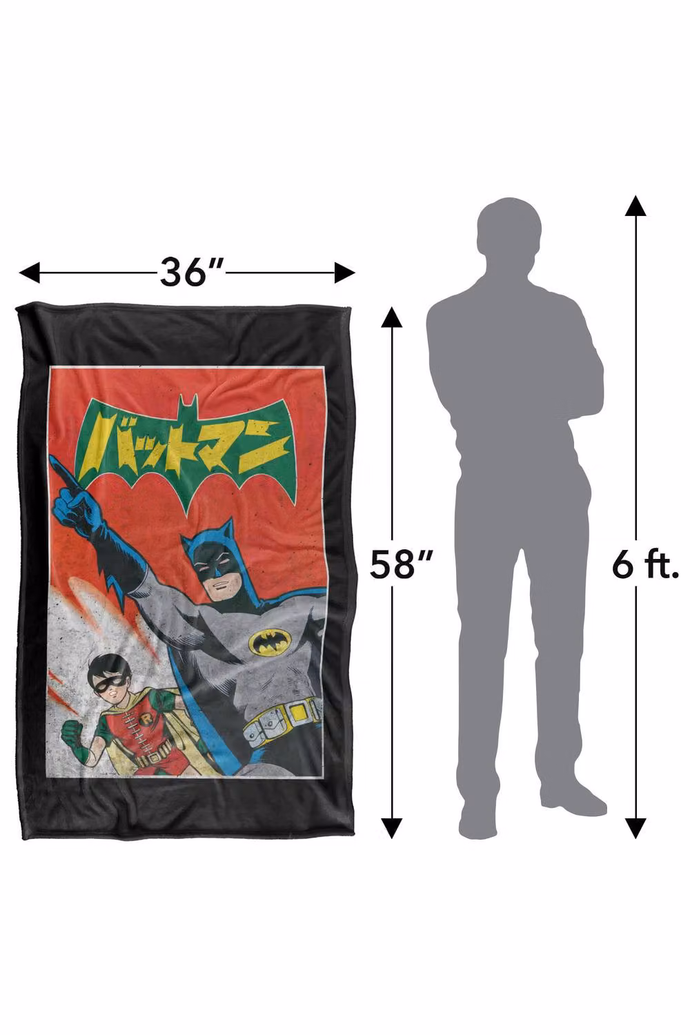 Warner Bros. Batman Robin Kanji Big Logo Super Soft Fleece Throw Blanket, Multicolour, W: 91.44 cm, D: 147 cm – 8