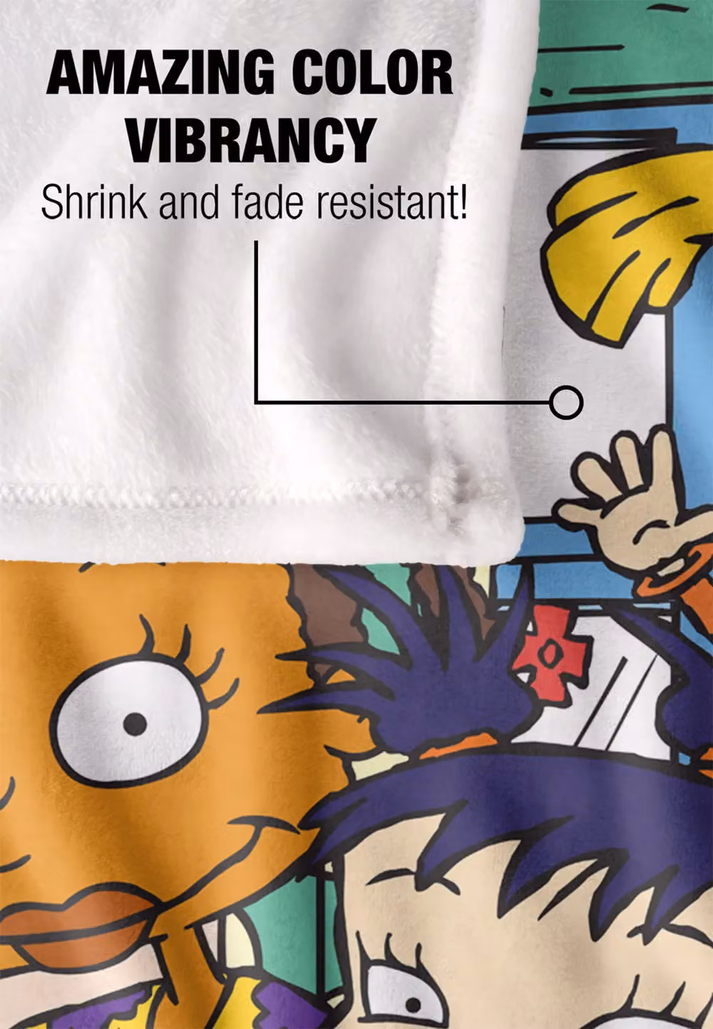 Rugrats Character Group Super Soft Fluffy Throw Blanket, White and Multicolour, W: 152 cm, D: 127 cm – 3