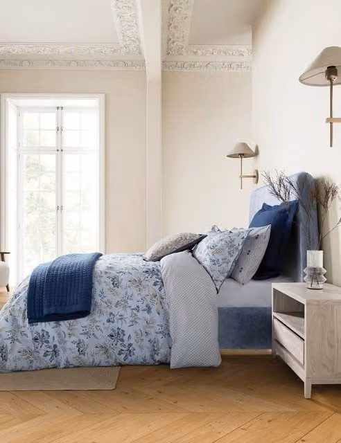 Bedeck of Belfast Lorelei Blue Geometric Pure Cotton Throw