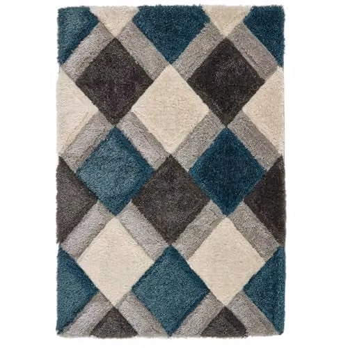 Phoenox Textiles Limited Origins 3D GEO Shaggy Geometric Rug in Teal, W: 160 cm, L: 230 cm – 1