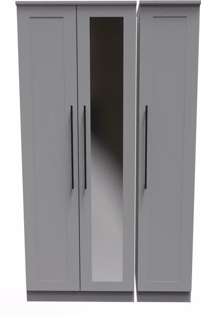2 U Howard Tall Triple Mirror Wardrobe in Dark Grey, Ready Assembled – 1