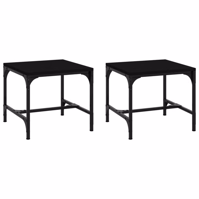 Berkfield Home Set of 2 Black Square Side Tables in Engineered Wood, W/D/H: 40 x 40 x 35 cm