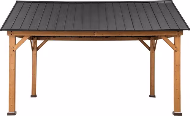 Sunjoy Classic Gable Gazebo in Anthracite and Black, Wood and Steel