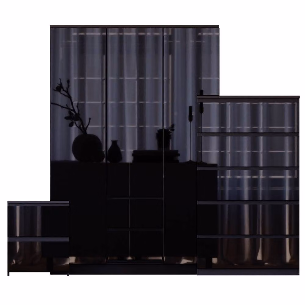 HD Designs Vida Designs Glinton 3 Piece Black Glossy Bedroom Set – 2