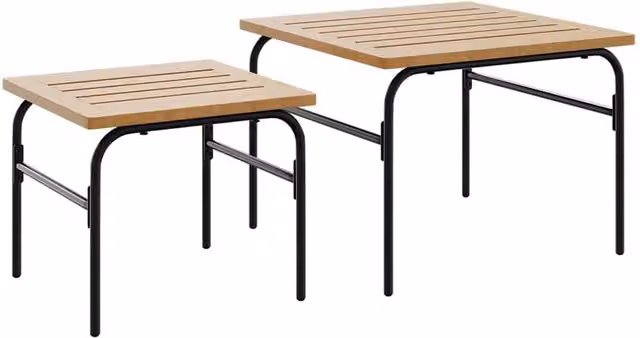 Berkfield Home Garden Nest of 2 Coffee Tables in Brown and Black Metal