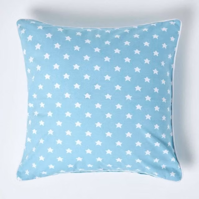 Homescapes Cotton Stars Cushion Cover, Blue, W/D/H: 60 x 60 x 60 cm