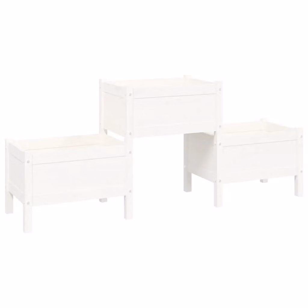 Berkfield Home White Wooden Raised Bed Planter W/D/H: 178.5 x 44 x 75 cm – 2