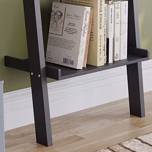 Vida Designs York 5 Tier Ladder Bookcase, Black, H 189 x W 56 x D 32.5 cm – 4