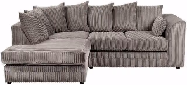 LUXURY LIFE Dylan Grey Jumbo Cord Fabric Left Hand Facing Corner Sofa W/D/H: 213 x 166 x 90 cm – 1