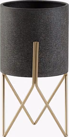 Perch & Parrow Juniper Small Round Metal Tabletop Planter in Gold or Grey