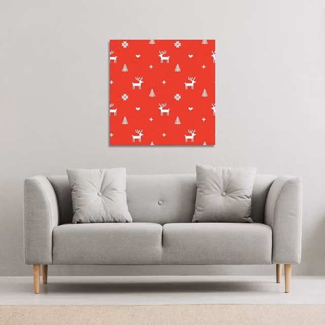 Norway Christmas Festive Sweater Gallery Canvas by Benjamin Tate Design LTD, Red, 46 cm