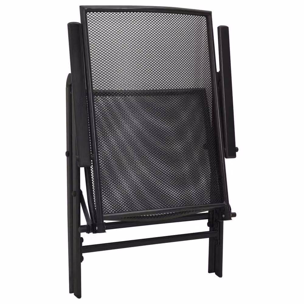 Berkfield Home Set of 4 Folding Mesh Chairs in Black Anthracite Steel – 3