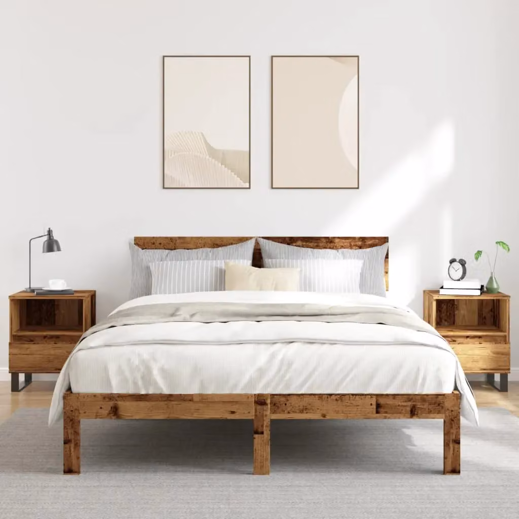 Berkfield Home Set of 2 Bedside Cabinets in Old Wood Brown, W/D/H: 40 x 35 x 50 cm – 3