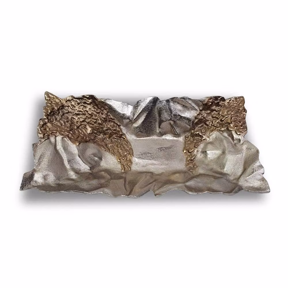 Elm Home And Garden Large Textured Aluminium Decorative Bowl Ornament in Silver and Bronze – 2