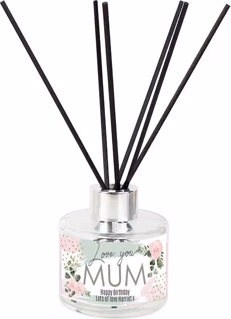 Personalised Memento Company Women's Personalised Abstract Rose Reed Diffuser in Clear Glass