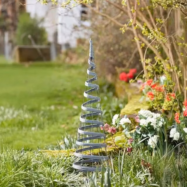Marco Paul Silver Faux Rattan Obelisk Garden Support, Height: 90 cm, Width: 30 cm – 1