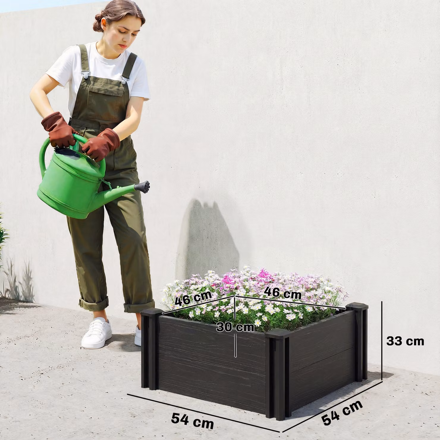 Outsunny Anthracite Grey Vinyl Raised Garden Bed Kit with Slotting Legs and Open Bottom, W/D/H: 60.96 x 60.96 x 30.48 cm – 3
