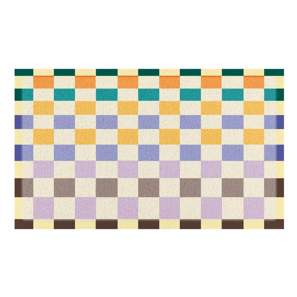 Artsy Mats Elizabeth Olwen Check Fade Indoor/Outdoor Doormat in Beige and Multicolour, W/D/H: 70 x 40 cm – 2