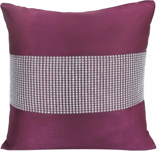 Velosso Manhattan Filled Cushion with Diamante Detail in Purple, W x D: 43 x 43 cm