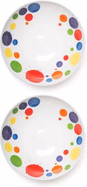 BlissHome Prue Leith Set of 2 Multicolour Inky Splats Supper Bowls, Diameter: 21 cm