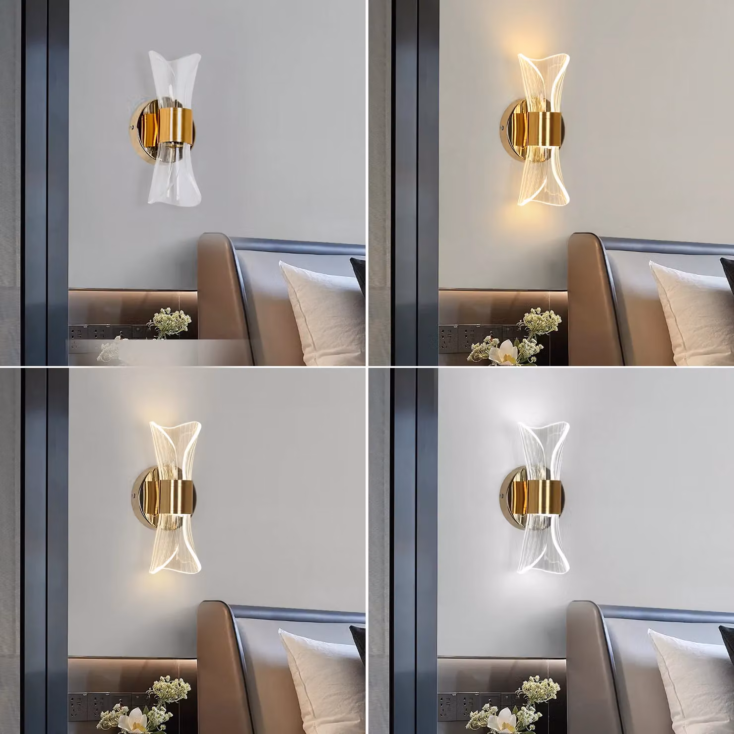 Pheashine Modern Gold Acrylic LED Wall Sconce with 3-Colour CCT Lighting – 2