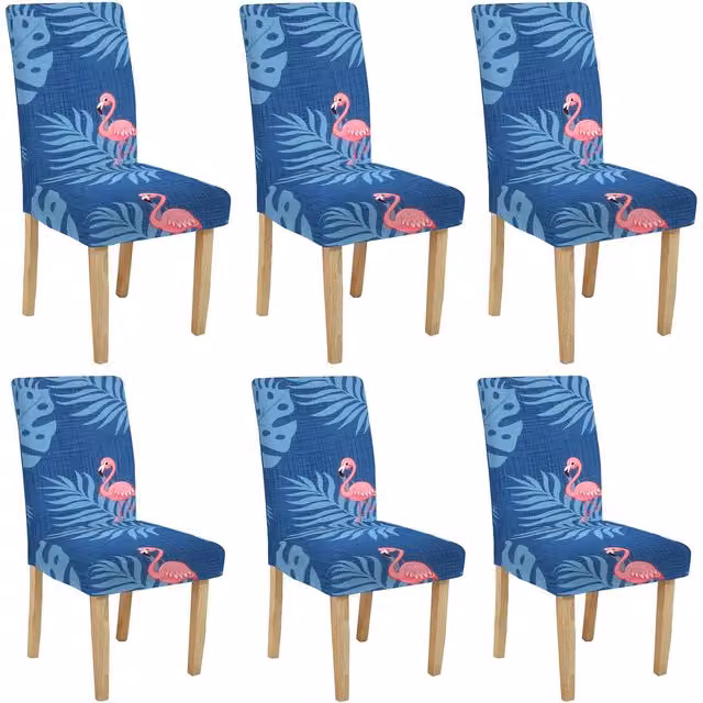 Roseley Blue Graphic Pattern Stretch Dining Chair Covers, Set of 6