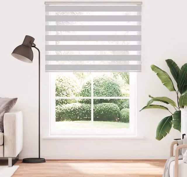 Berkfield Home Zebra Day and Night Blind in Grey Polyester, W: 135 cm, H: 230 cm