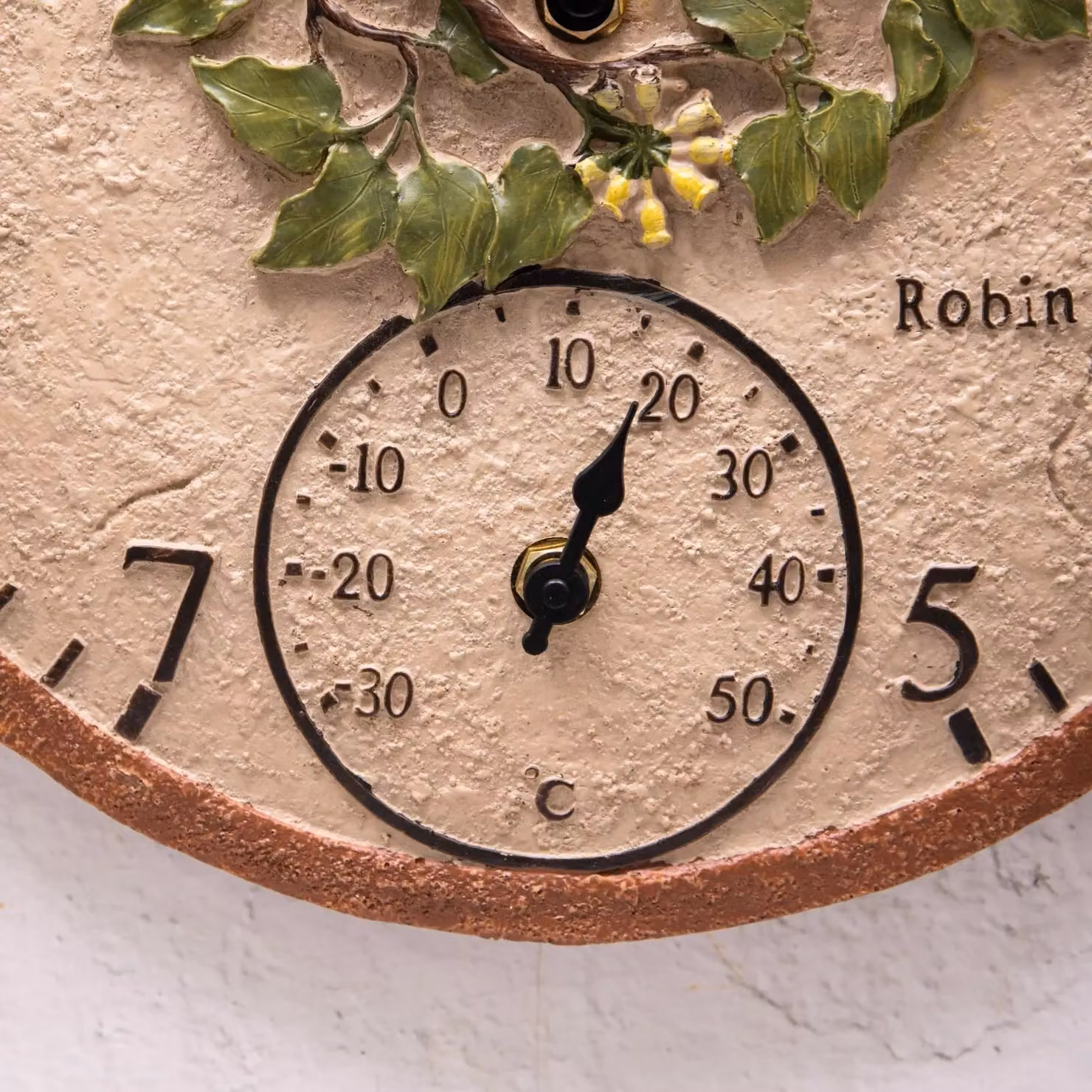 Marco Paul Robin Analog Wall Clock with Thermometer in Beige, Diameter: 30 cm – 5
